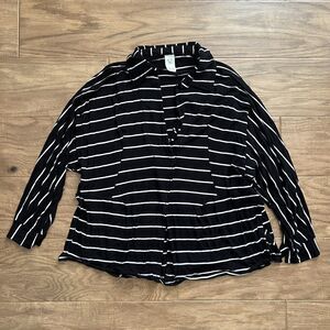 We The Free People Top Size XS Black White Striped Split Front Can’t Fool Me